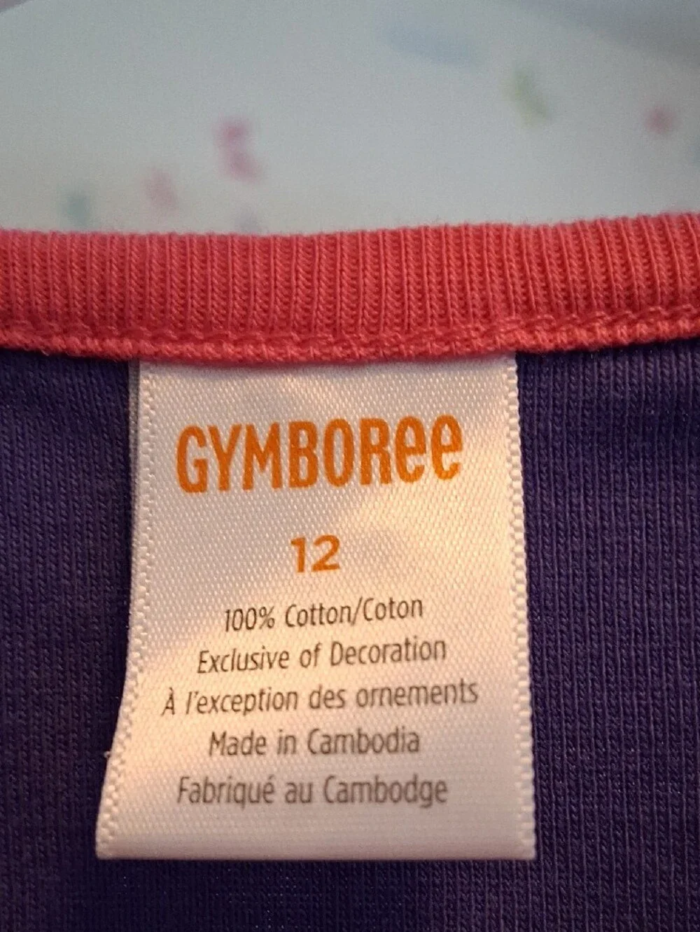 Gymboree Purple Long Sleeve Top with Pink Trim & Dino Patch